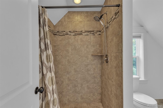 715 Gardenia Ave, Royal Oak, MI 48067 - bathroom with tiled shower and vaulted ceiling