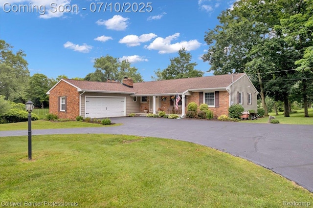 1526 Rulane Dr, Lapeer, MI 48446 - single story home with brick siding, an attached garage, driveway, and a front lawn