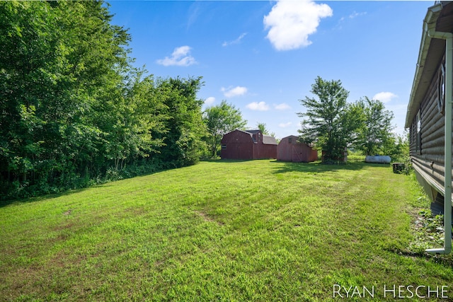 5886 W Clarksville Rd, Lake Odessa, MI 48849 - view of green lawn featuring a storage shed
