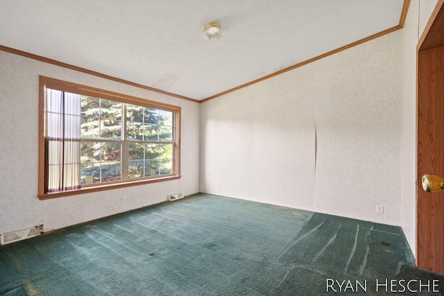 5886 W Clarksville Rd, Lake Odessa, MI 48849 - carpeted empty room with ornamental molding and vaulted ceiling