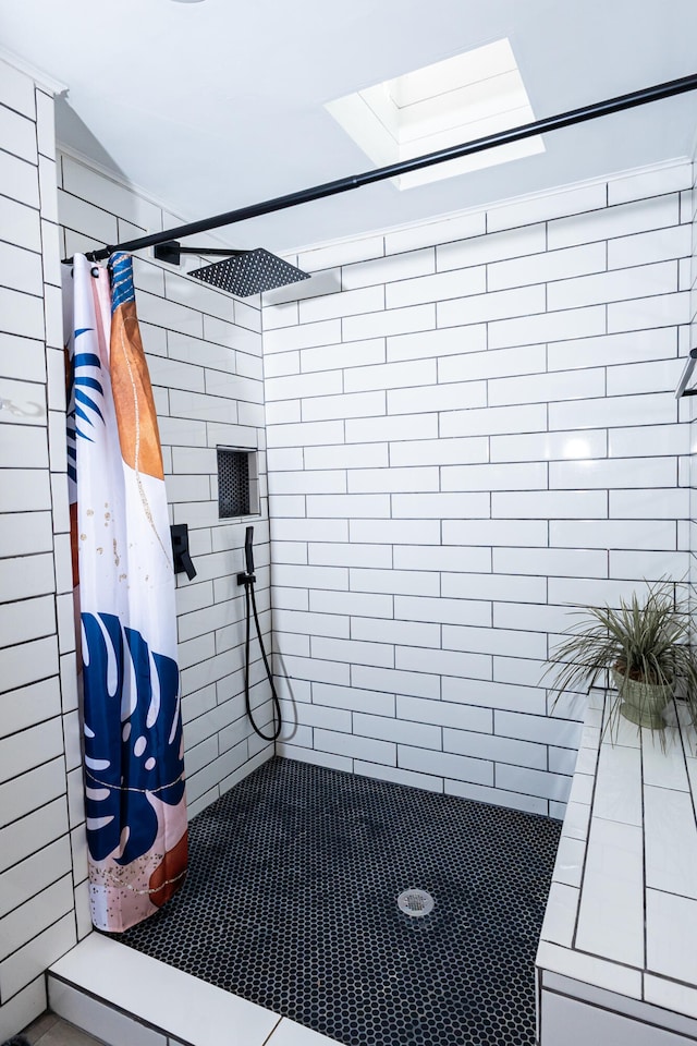 22515 E 10 Mile Rd, Saint Clair Shores, MI 48080 - full bathroom featuring a stall shower and a skylight
