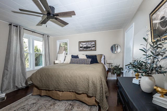 22515 E 10 Mile Rd, Saint Clair Shores, MI 48080 - bedroom featuring dark wood-style floors and ceiling fan