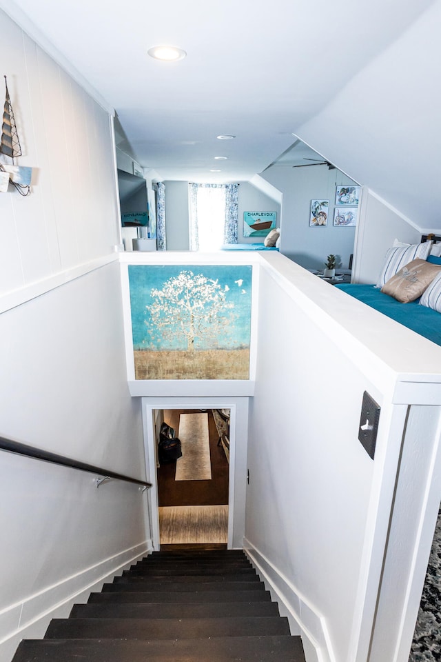 22515 E 10 Mile Rd, Saint Clair Shores, MI 48080 - staircase with wood finished floors and recessed lighting