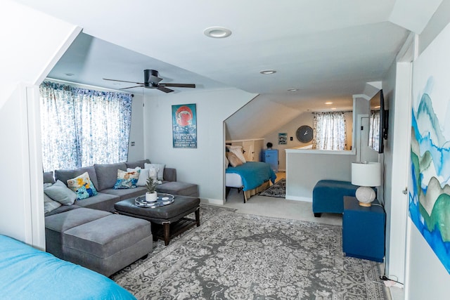 22515 E 10 Mile Rd, Saint Clair Shores, MI 48080 - carpeted living room with ceiling fan and recessed lighting