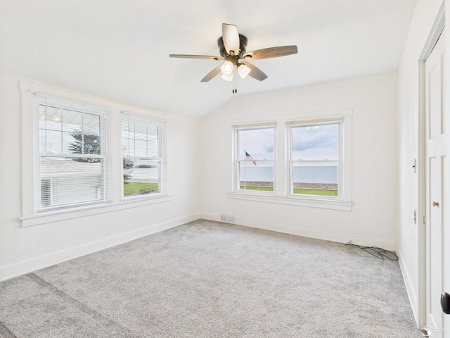 4356 14th St, Luna Pier, MI 48157 - unfurnished room with carpet flooring, lofted ceiling, and a ceiling fan