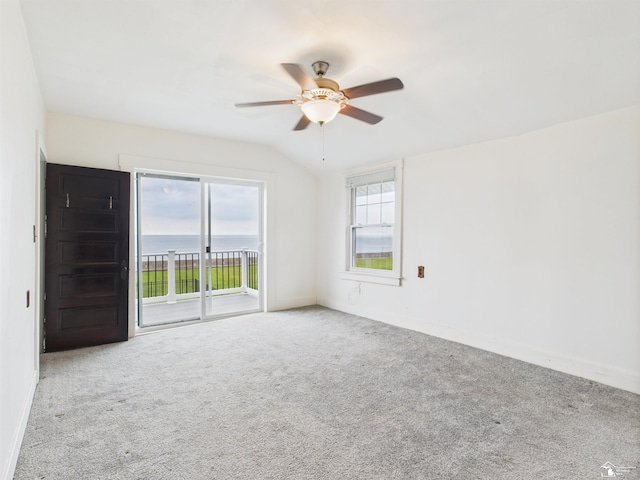 4356 14th St, Luna Pier, MI 48157 - empty room featuring carpet, ceiling fan, and lofted ceiling