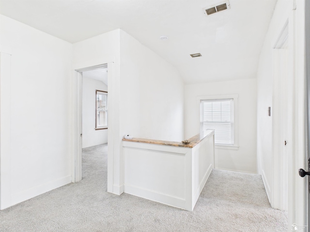 4356 14th St, Luna Pier, MI 48157 - hall featuring carpet, plenty of natural light, and an upstairs landing