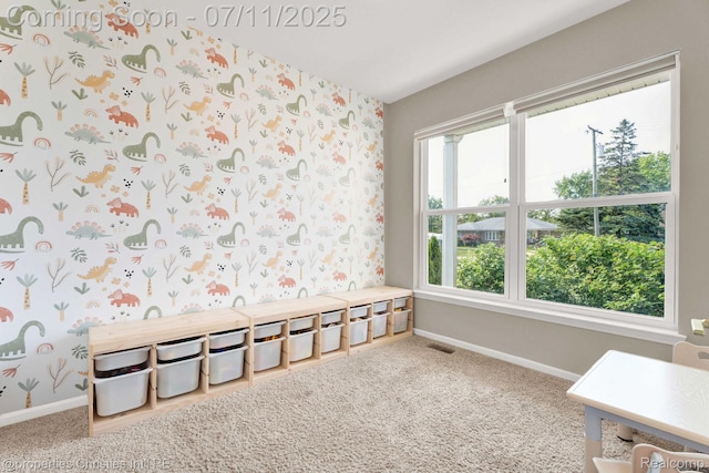 2962 Iowa Dr, Troy, MI 48083 - game room featuring carpet floors and wallpapered walls