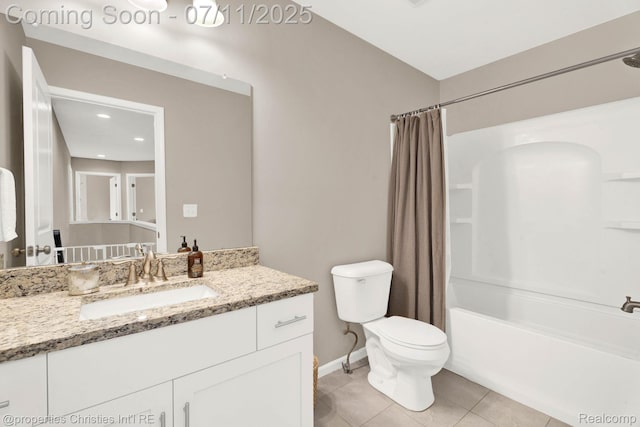 2962 Iowa Dr, Troy, MI 48083 - full bath featuring vanity, tile patterned flooring, shower / bath combo with shower curtain, and recessed lighting