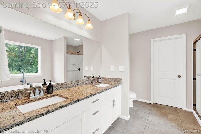 2962 Iowa Dr, Troy, MI 48083 - full bathroom featuring a shower stall, double vanity, tile patterned flooring, and a freestanding tub