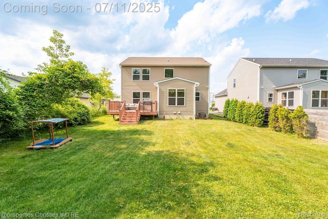 2962 Iowa Dr, Troy, MI 48083 - back of property with a deck and a lawn