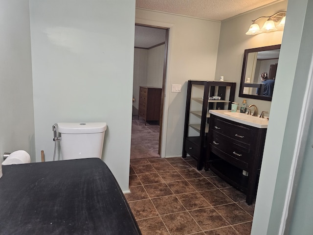 22460 Klines Resort Lot 117, Three Rivers, MI 49093 - half bathroom featuring vanity and a textured ceiling