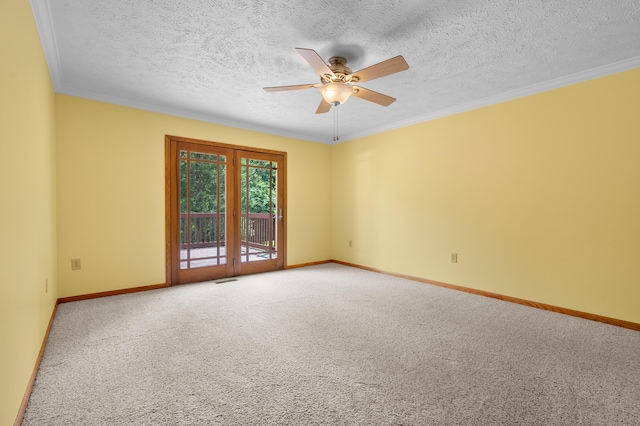 22100 N Uldriks Dr, Battle Creek, MI 49017 - carpeted spare room with ceiling fan, ornamental molding, and a textured ceiling