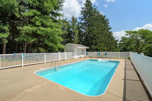 22100 N Uldriks Dr, Battle Creek, MI 49017 - view of pool featuring a patio area and view of wooded area