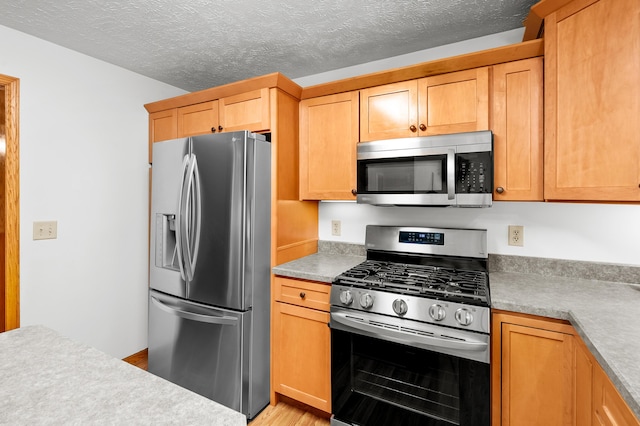 22100 N Uldriks Dr, Battle Creek, MI 49017 - kitchen with appliances with stainless steel finishes, light wood-style flooring, light countertops, and a textured ceiling