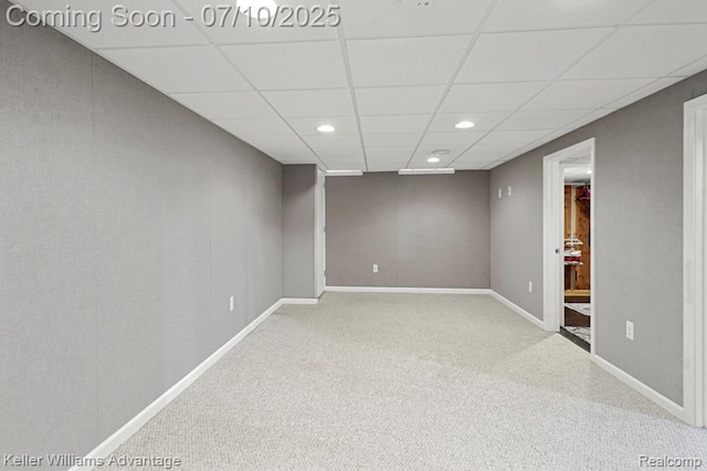 9157 Hackberry Ave, Plymouth, MI 48170 - carpeted empty room featuring a drop ceiling and recessed lighting