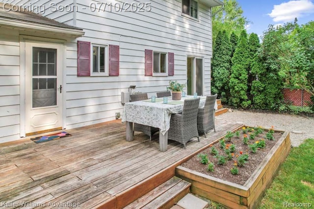 9157 Hackberry Ave, Plymouth, MI 48170 - wooden terrace featuring a garden and outdoor dining space