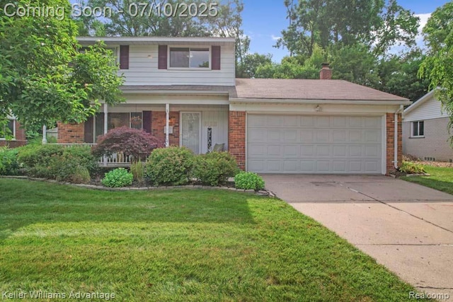 9157 Hackberry Ave, Plymouth, MI 48170 - traditional-style house featuring brick siding, driveway, and an attached garage
