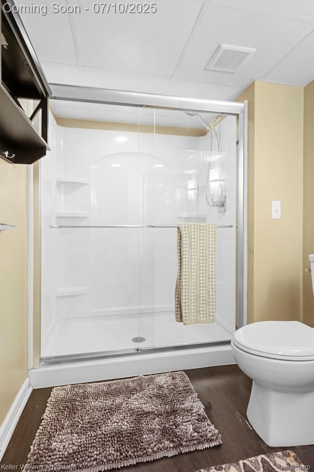 9157 Hackberry Ave, Plymouth, MI 48170 - bathroom with wood finished floors and a stall shower