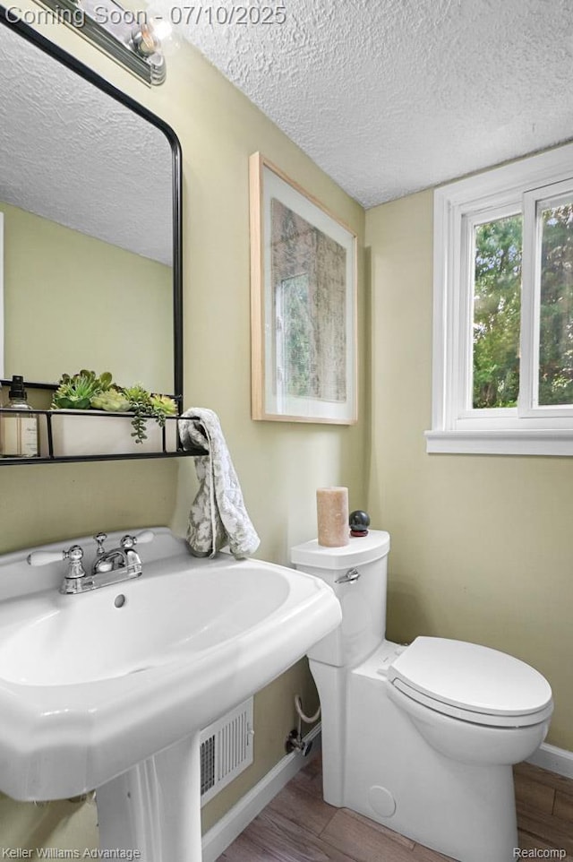 9157 Hackberry Ave, Plymouth, MI 48170 - half bathroom with a textured ceiling and wood finished floors