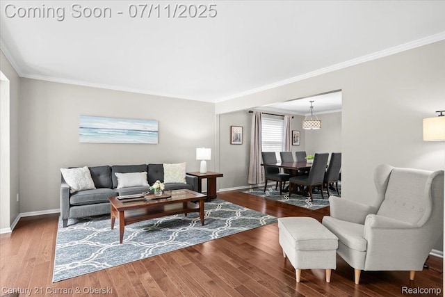 42369 Crestview Cir, Northville, MI 48168 - living room with crown molding and wood finished floors