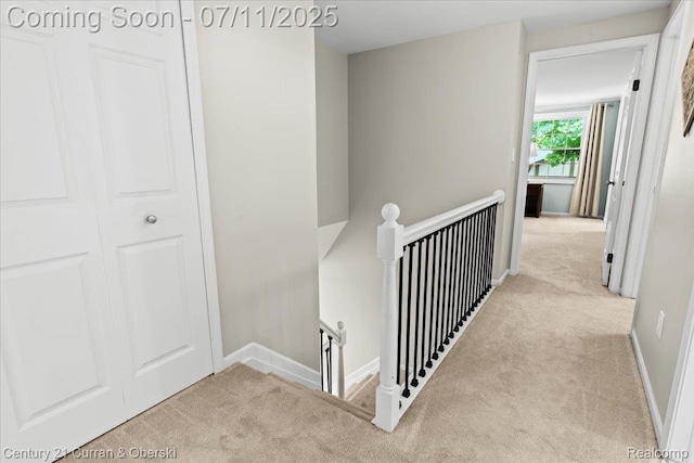 42369 Crestview Cir, Northville, MI 48168 - hallway with an upstairs landing and carpet flooring