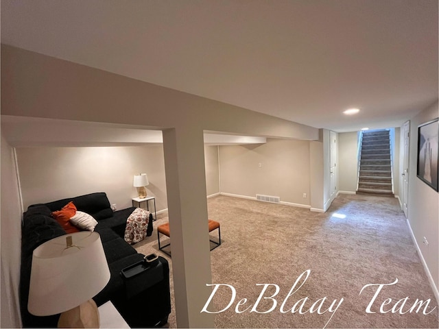 1056 Sherwood Rd, Muskegon, MI 49441 - finished below grade area with carpet floors and stairway