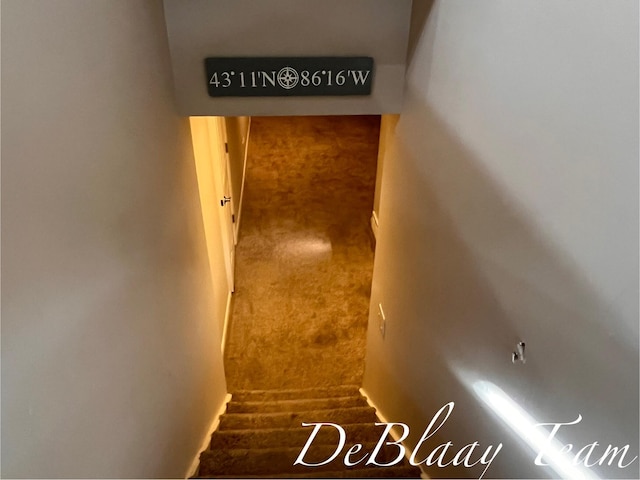 1056 Sherwood Rd, Muskegon, MI 49441 - staircase featuring carpet