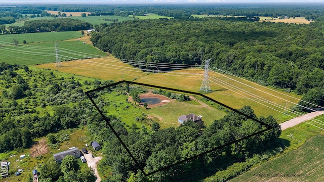 8201 Crocker Rd, Holton, MI 49425 - aerial view of sparsely populated area with property parcel outlined