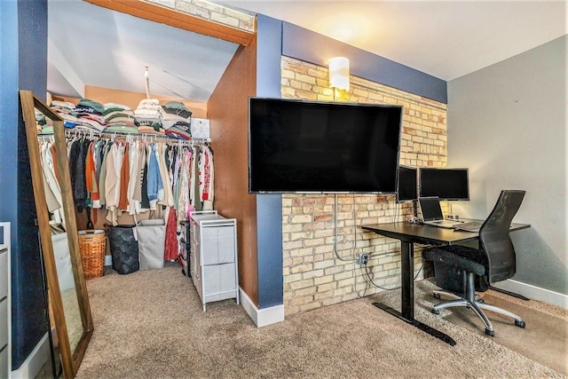 600 Broadway Ave NW Unit 402, Grand Rapids, MI 49504 - carpeted office featuring baseboards and vaulted ceiling
