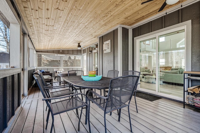 32 Walden Way, New Buffalo, MI 49117 - sunroom featuring a ceiling fan, outdoor dining space, and healthy amount of natural light