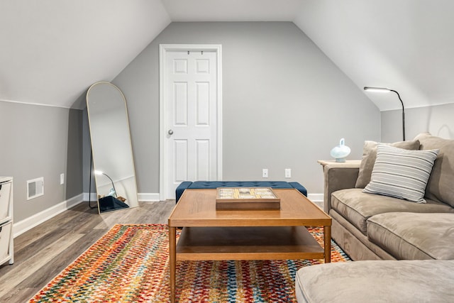 32 Walden Way, New Buffalo, MI 49117 - living area featuring wood finished floors and lofted ceiling