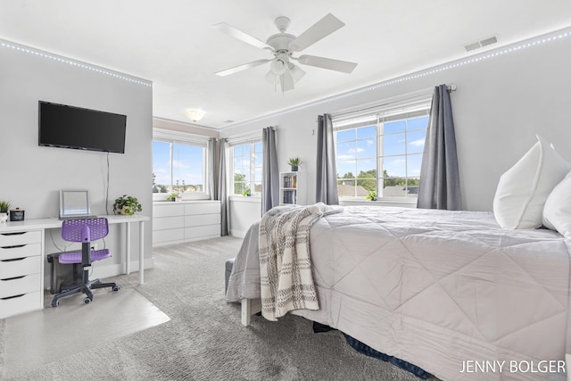 7066 Country Springs Dr SW, Byron Center, MI 49315 - bedroom featuring light carpet, an office area, and a ceiling fan