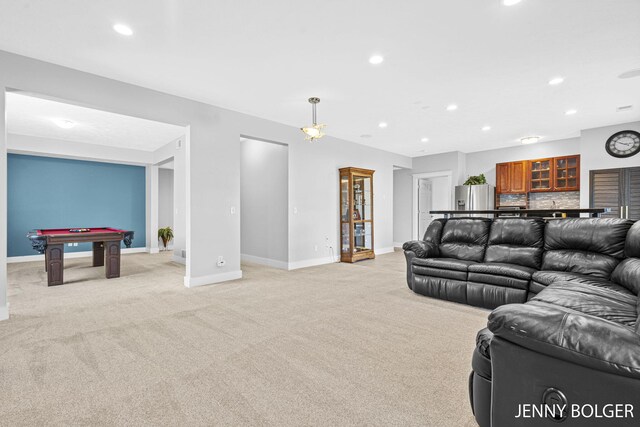 7066 Country Springs Dr SW, Byron Center, MI 49315 - living area with recessed lighting, light colored carpet, and billiards table