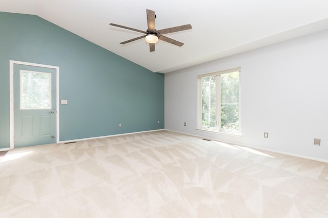 266 Westover Ave, Ann Arbor, MI 48103 - unfurnished room featuring lofted ceiling, a ceiling fan, and light colored carpet