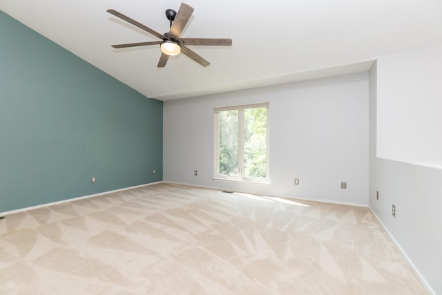 266 Westover Ave, Ann Arbor, MI 48103 - unfurnished room with light carpet, ceiling fan, and vaulted ceiling