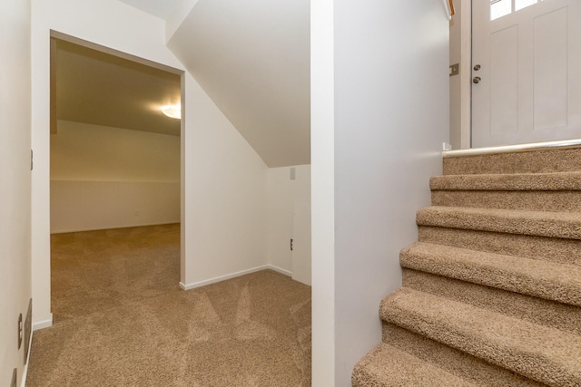266 Westover Ave, Ann Arbor, MI 48103 - stairs with carpet and vaulted ceiling