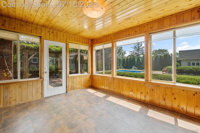 8400 Oak Shade Ct, Davison, MI 48423 - unfurnished sunroom with wooden walls