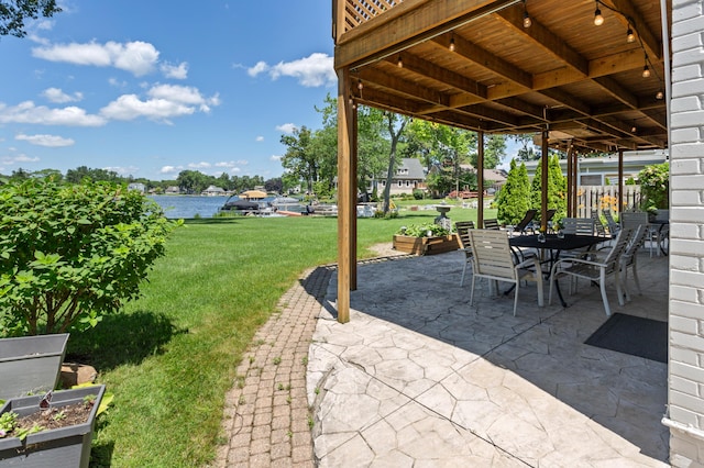 2323 Solano Dr, Wolverine Lake, MI 48390 - view of patio / terrace with a water view and outdoor dining space