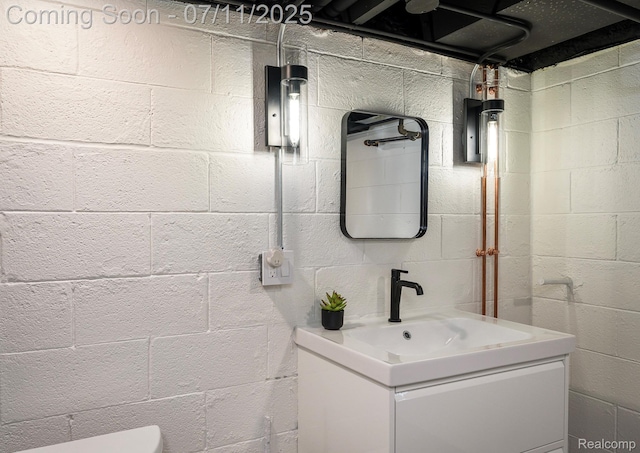 4412 Buckingham Rd, Royal Oak, MI 48073 - bathroom with vanity and concrete block wall