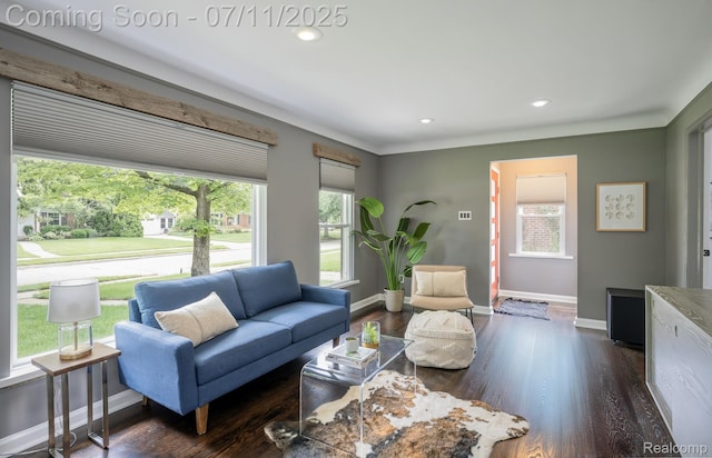 4412 Buckingham Rd, Royal Oak, MI 48073 - living room with dark wood-type flooring and recessed lighting