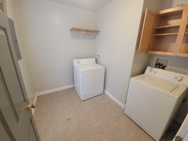 560 Lydia St NE, Grand Rapids, MI 49503 - laundry area featuring washing machine and dryer, light flooring, and electric panel