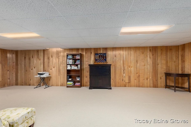 6305 Greenway Dr SE Unit 51, Grand Rapids, MI 49546 - finished below grade area with carpet floors, a drop ceiling, and wooden walls