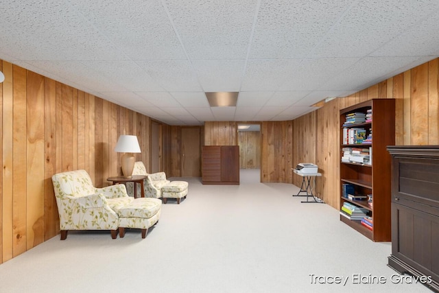 6305 Greenway Dr SE Unit 51, Grand Rapids, MI 49546 - sitting room with wood walls and carpet flooring
