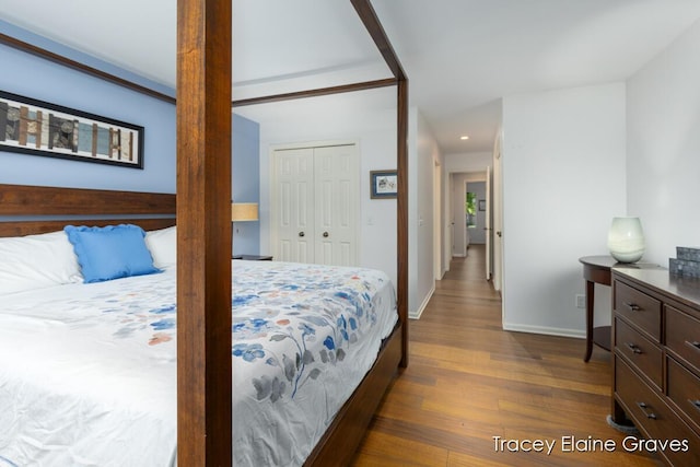 6305 Greenway Dr SE Unit 51, Grand Rapids, MI 49546 - bedroom with dark wood finished floors, a closet, and recessed lighting