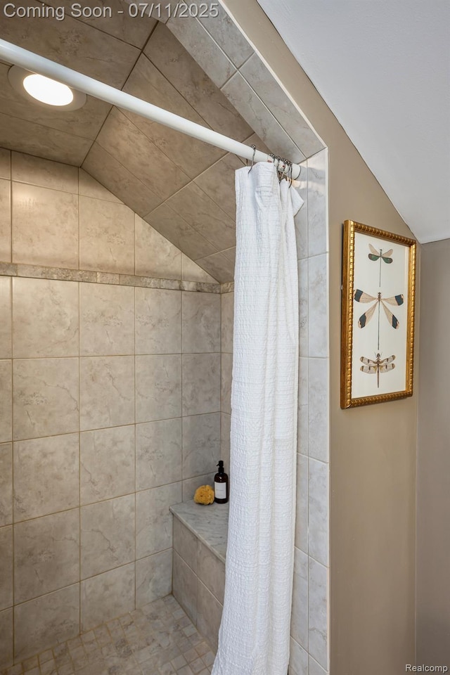 1416 N Alexander Ave, Royal Oak, MI 48067 - full bath featuring lofted ceiling and tiled shower