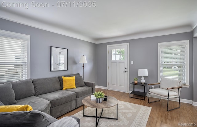 1416 N Alexander Ave, Royal Oak, MI 48067 - living room with wood finished floors and ornamental molding