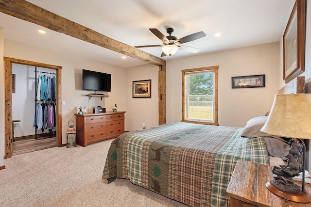 236 Jeffrey St NE, Cedar Springs, MI 49319 - bedroom with recessed lighting, light carpet, a spacious closet, a ceiling fan, and a closet