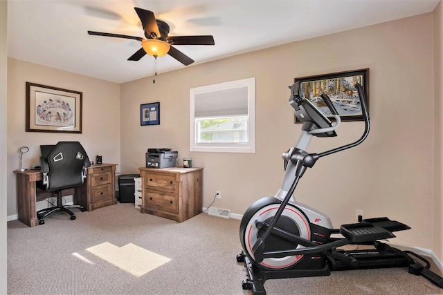 236 Jeffrey St NE, Cedar Springs, MI 49319 - exercise area featuring a ceiling fan and carpet floors