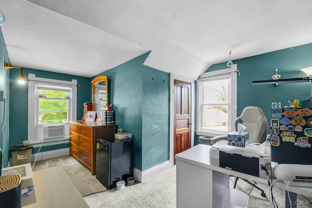 318 E Adrian St, Blissfield, MI 49228 - carpeted home office featuring lofted ceiling and cooling unit